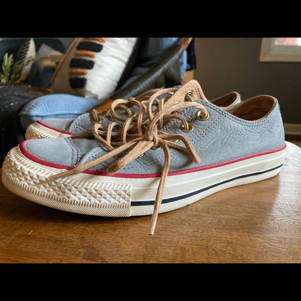 Converse Low Tops - Womens- Blue/Gray with Tan Laces